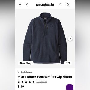 Patagonia Men’s Better Sweater 1/4-Zip Fleece
